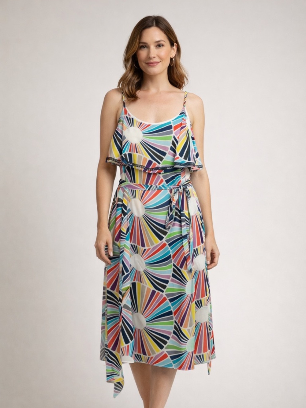 Trina Turk Multicolor Abstract Dress worn 1-2 x sz 12 100% silk